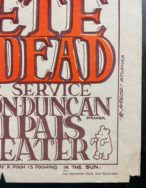 AUCTION - AOR 2.326 - Grateful Dead Bola Sete - Stanley Mouse Signed - 1966 Poster - Mt. Tamalpais  - Good