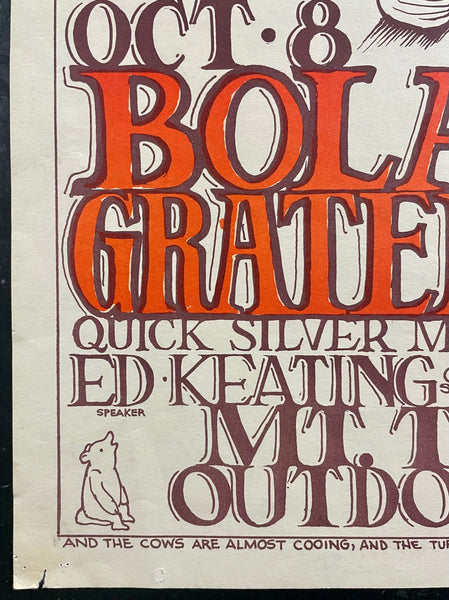AUCTION - AOR 2.326 - Grateful Dead Bola Sete - Stanley Mouse Signed - 1966 Poster - Mt. Tamalpais  - Good