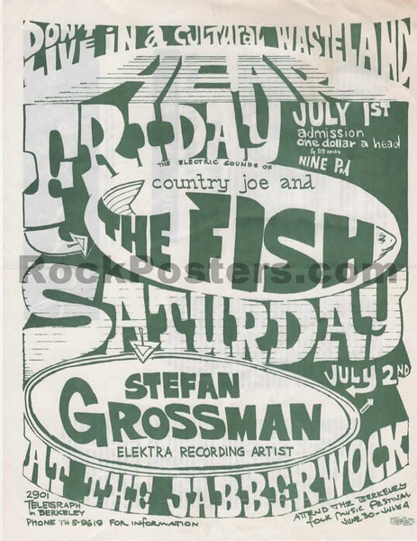 AUCTION - Country Joe & The Fish - 1966 2-Sided Handbill - Jabberwock - Excellent