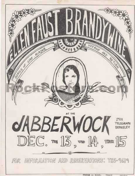 AUCTION - Ellen Faust/Brandywine - 1966 Handbill - Jabberwock Berkeley - Excellent