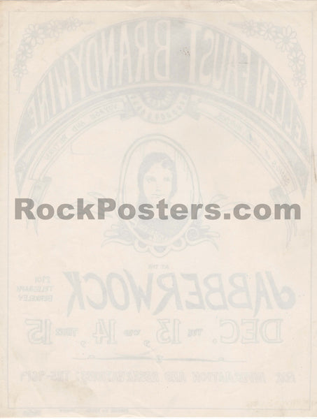 AUCTION - Ellen Faust/Brandywine - 1966 Handbill - Jabberwock Berkeley - Excellent