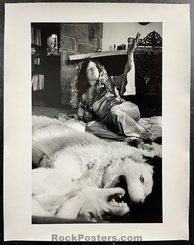 Janis Joplin - Bear Skin Rug - Tony Lane - Black & White Photograph - Excellent