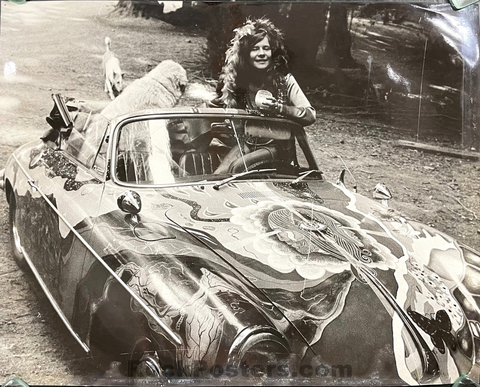 Janis Joplin - Porsche & Dogs - Tony Lane - Black & White Photograph - Very Good