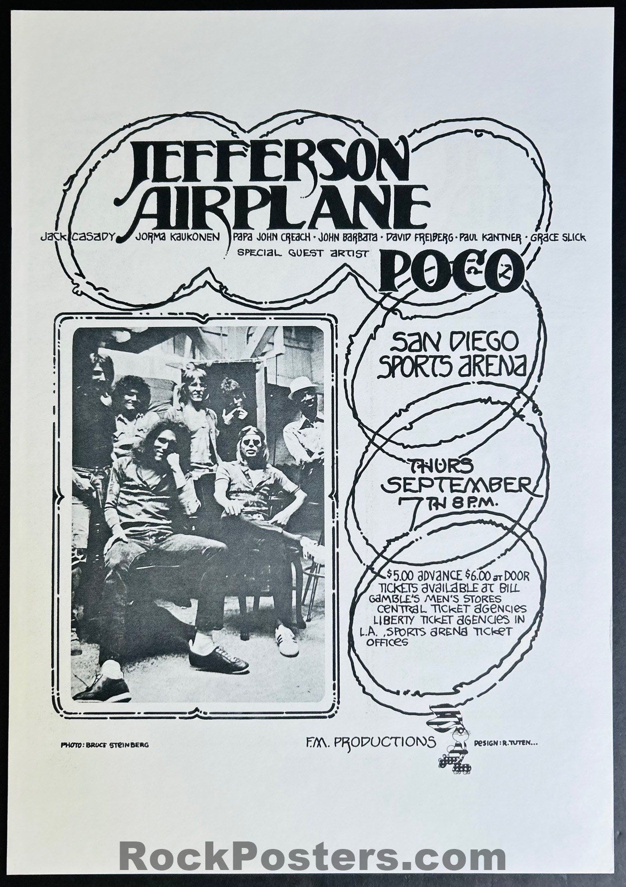 AUCTION - Jefferson Airplane & Poco - San Diego 1972 - Randy Tuten - Original Poster - Near Mint