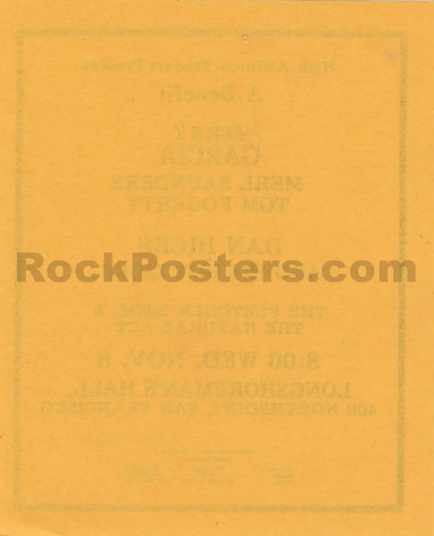 AUCTION - Jerry Garcia Merl Saunders - 1972 Handbill - Longshoremen's Hall - Excellent
