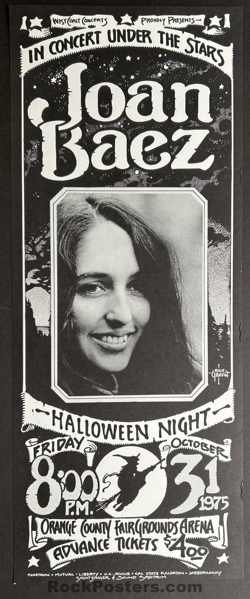 AUCTION - Joan Baez - Rick Griffin - Orange County Fairgrounds - 1975 Poster - Near Mint Minus