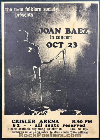 AUCTION - Joan Baez - Crisler Arena - 1969 Poster - Very Good