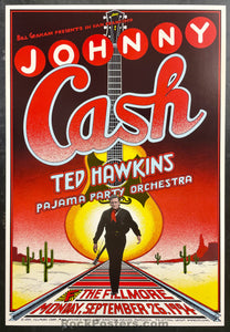 AUCTION - Johnny Cash - Randy Tuten - 1994 Poster - Fillmore Auditorium - Near Mint