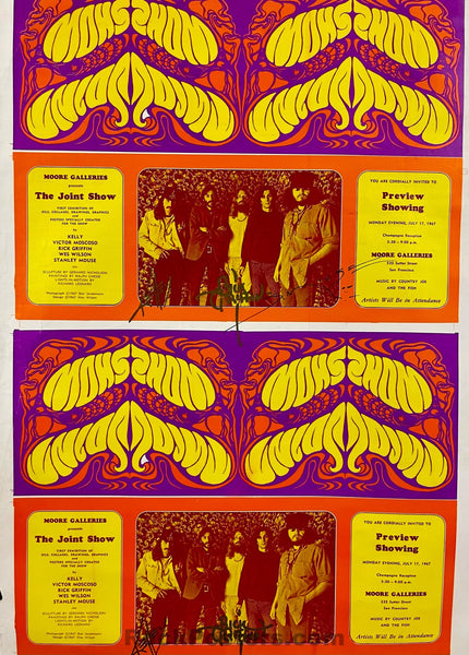 AUCTION - Joint Show Invitation - Griffin, Kelley & Mouse SIGNED - 1967 Uncut Sheet - Excellent