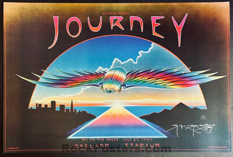 AUCTION - Journey - Day on the Green - Stanley Mouse Signed - 1980 Poster - Near Mint Minus