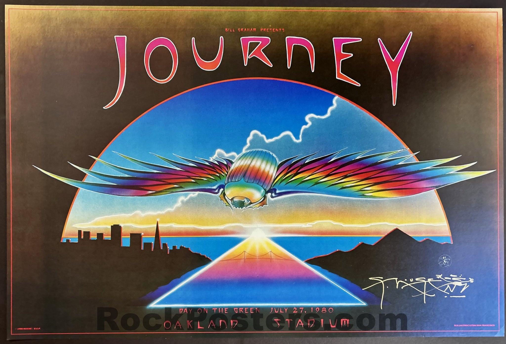 AUCTION - Journey - Day on the Green - Stanley Mouse Signed - 1980 Poster - Near Mint