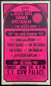 AUCTION - Byrds Beach Boys Airplane - 1966 Cardboard Poster - Cow Palace -  Excellent