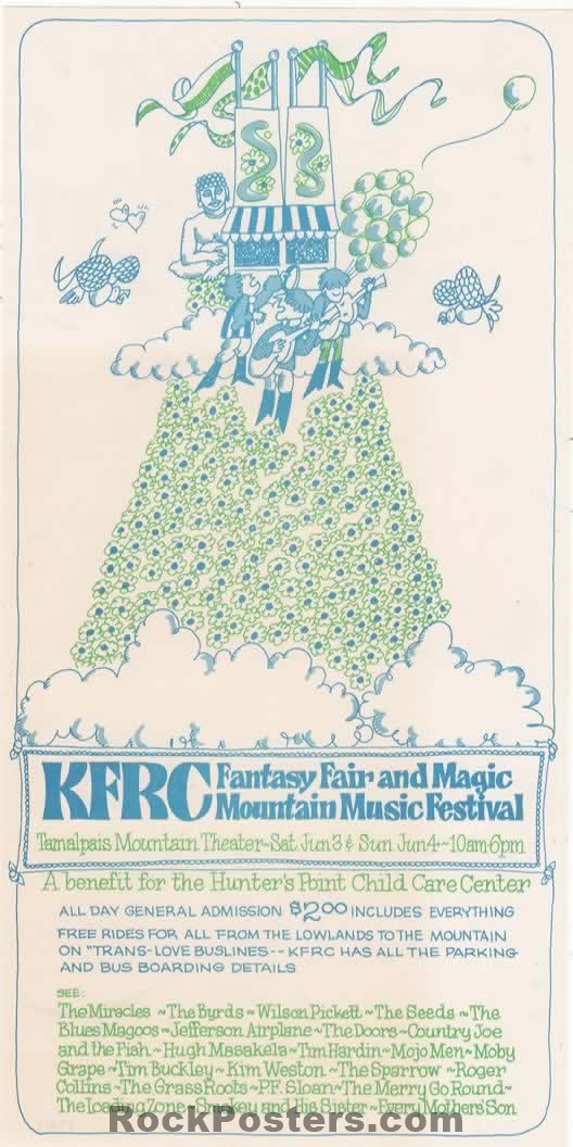 AUCTION - AOR 2.320 - The Doors - Seeds/Moby Grape - Magic Mtn. Festival - 1967 Handbill - Near Mint Minus