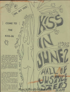 AUCTION -  Kiss-In - 1967 Protest  Handbill -  Hall of Justice SF  - Very Good