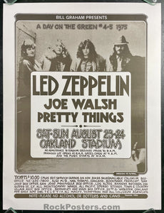 AUCTION - Led Zeppelin Joe Walsh - Randy Tuten Signed - 1975 Poster - Oakland Stadium - Near Mint Minus