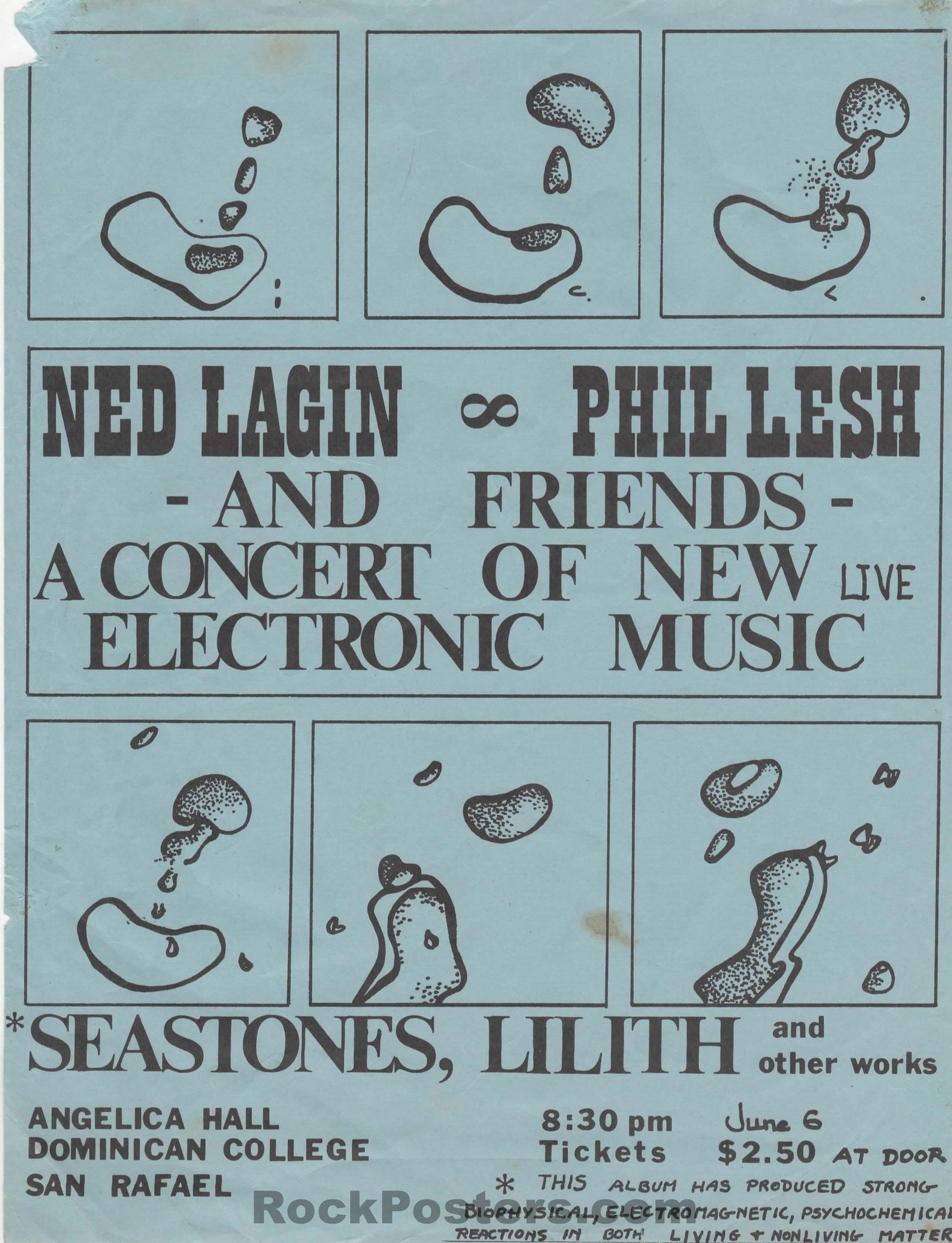 AUCTION - Phil Lesh & Ned Lagin - Jerry Garcia Mickey Hart - 1975 Handbill - San Rafael - Good