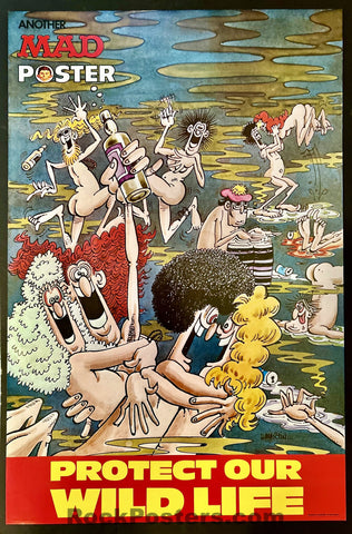AUCTION - Mad Magazine - Protect Our Wildlife - 1974 Hippie Parody Poster - Don Martin - Near Mint Minus