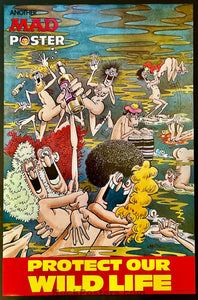 AUCTION - Mad Magazine - Protect Our Wildlife - 1974 Hippie Parody Poster - Don Martin - Near Mint Minus