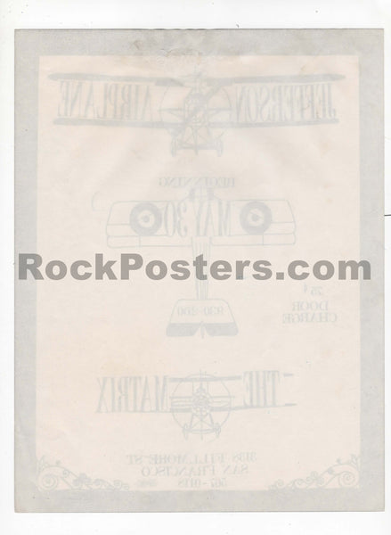 AUCTION - Jefferson Airplane - 1966 Handbill - The Matrix - Excellent