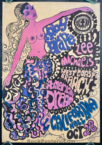 AUCTION - Moby Grape - 1966 Poster - California Hall - Excellent