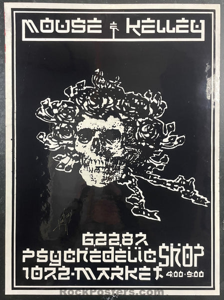 AUCTION - Mouse & Kelley Art Show - Alton Kelley Signed - Psychedelic Shop - 1987 Decal Poster - Excellent