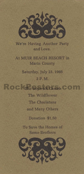 AUCTION - Charlatans - 1966 Handbill - Muir Beach Benefit  - Near Mint Minus