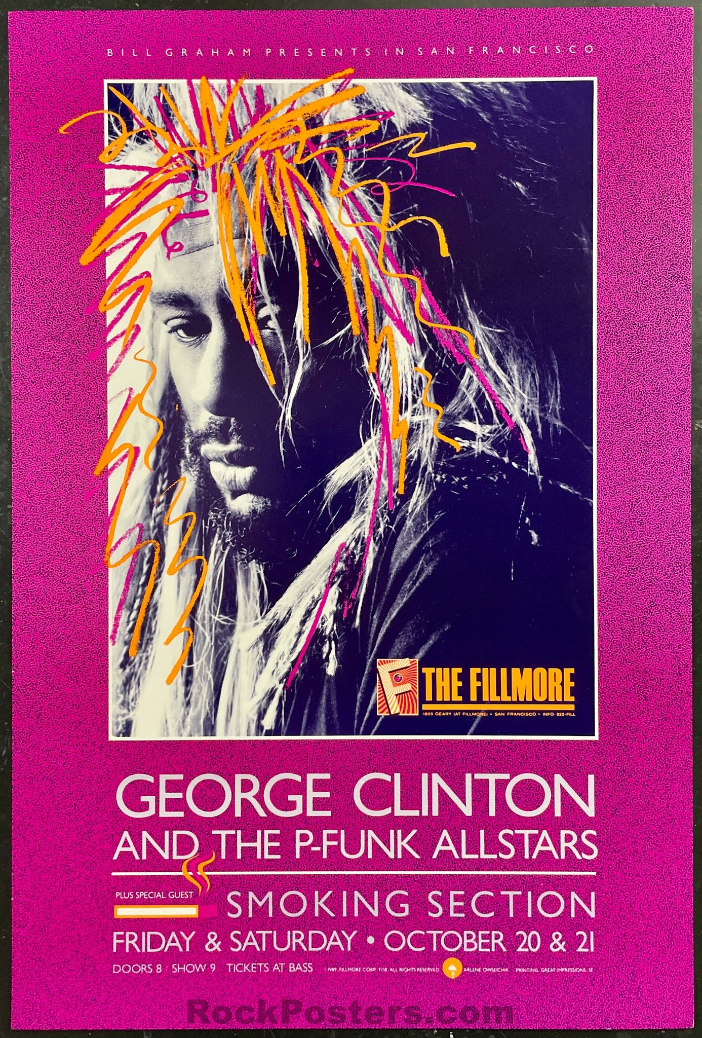 NF-120 - George Clinton & P-Funk - 1989 Concert Poster - The Fillmore  - Excellent