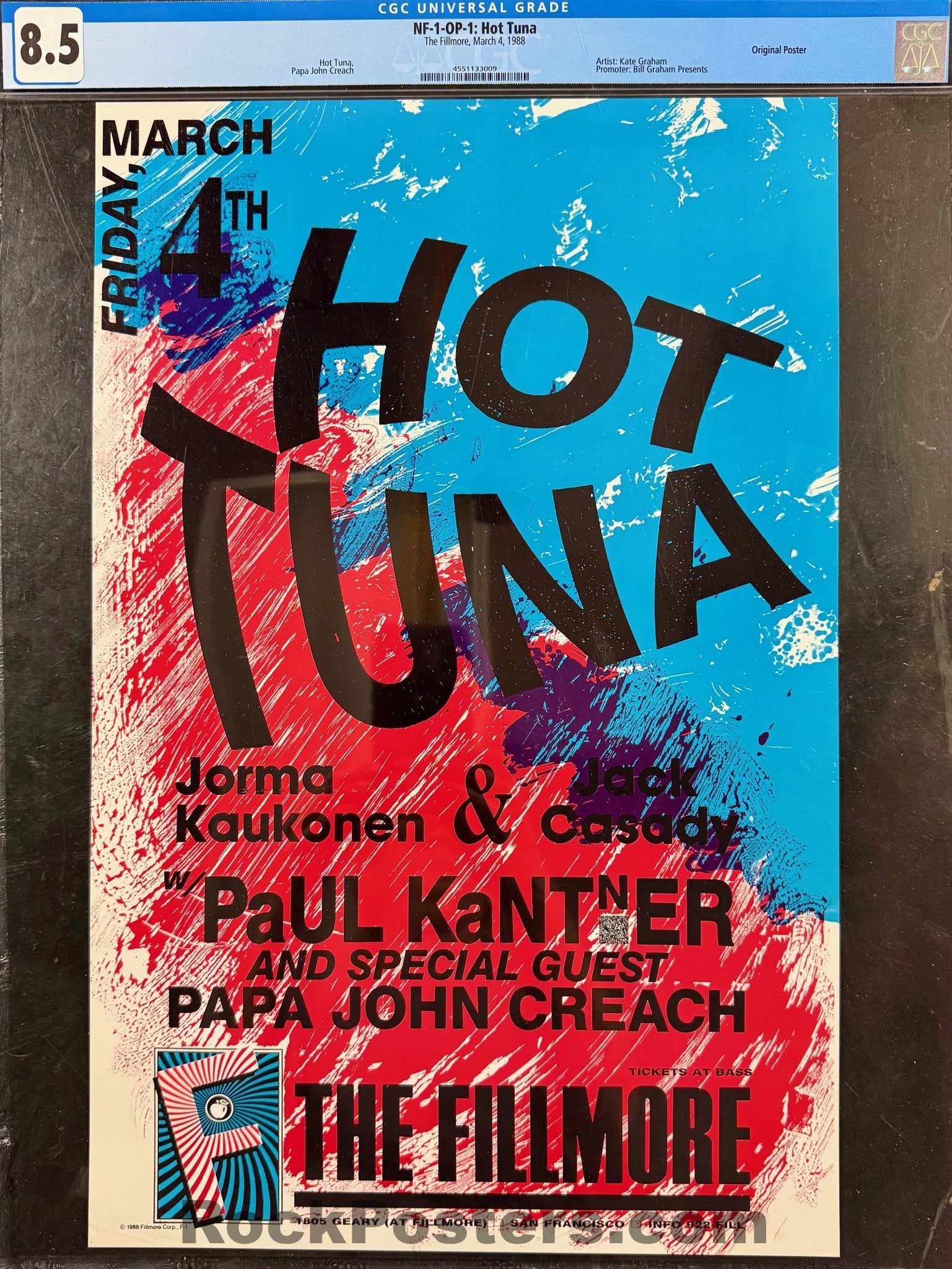 NF-1 - Hot Tuna - Paul Kanter - 1988 Poster - The Fillmore