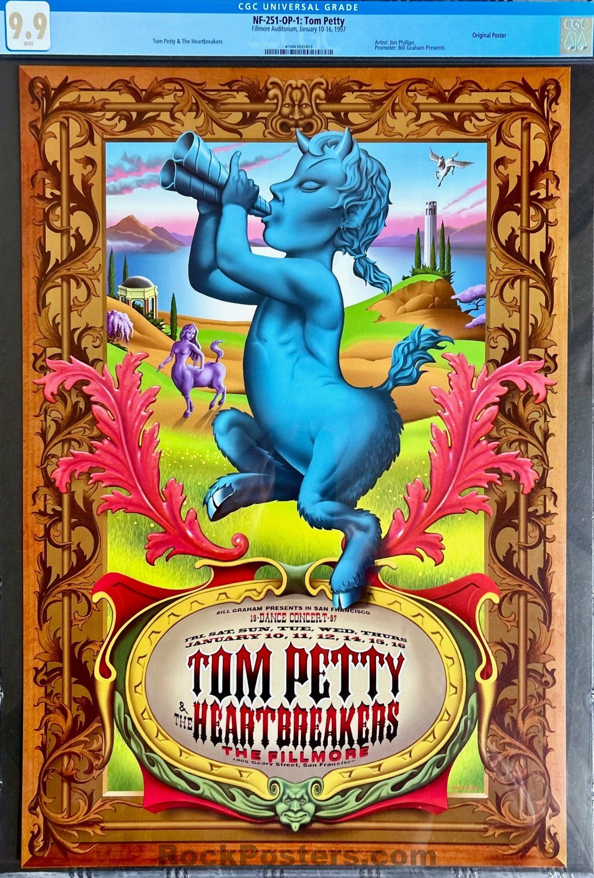 NF-251 - Tom Petty - Jim Phillips - 1997 Poster - The  Fillmore - CGC Graded 9.9 MINT