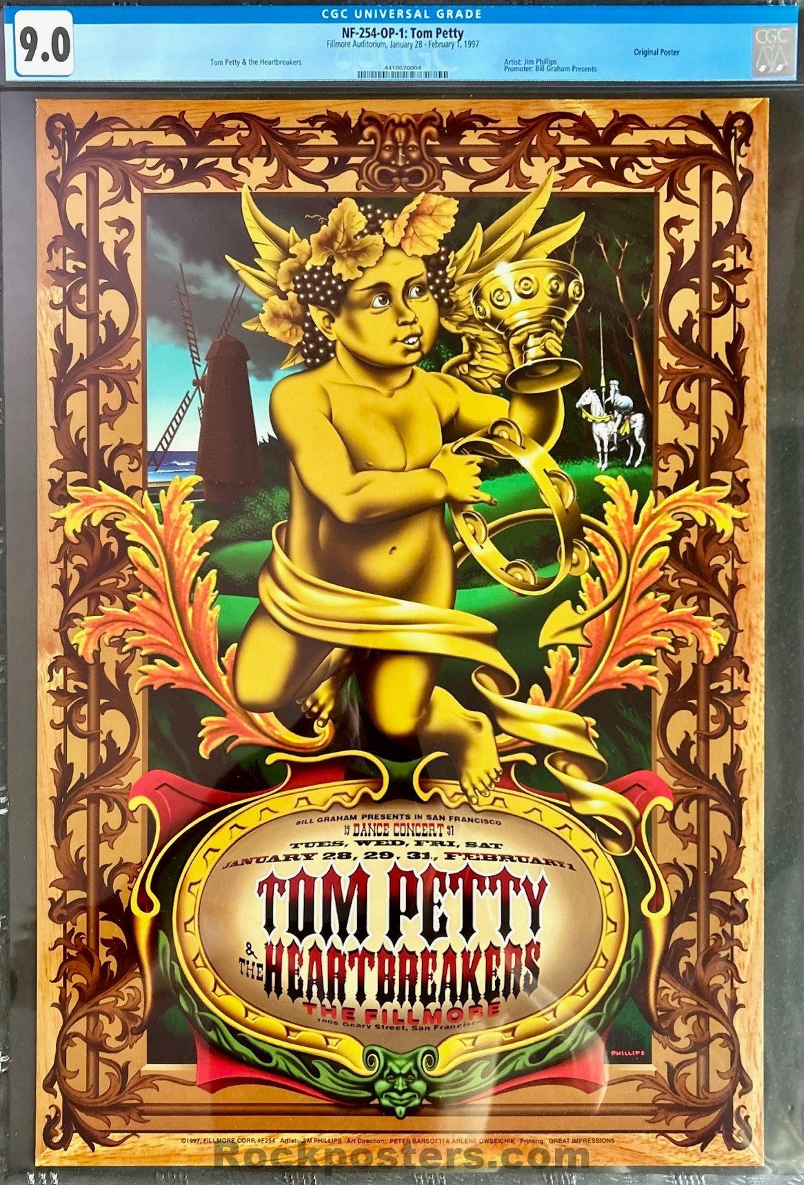 AUCTION - NF-254 - Tom Petty - & The Heartbreakers - Jim Phillips - 1997 Poster - The Fillmore - CGC Graded 9.0