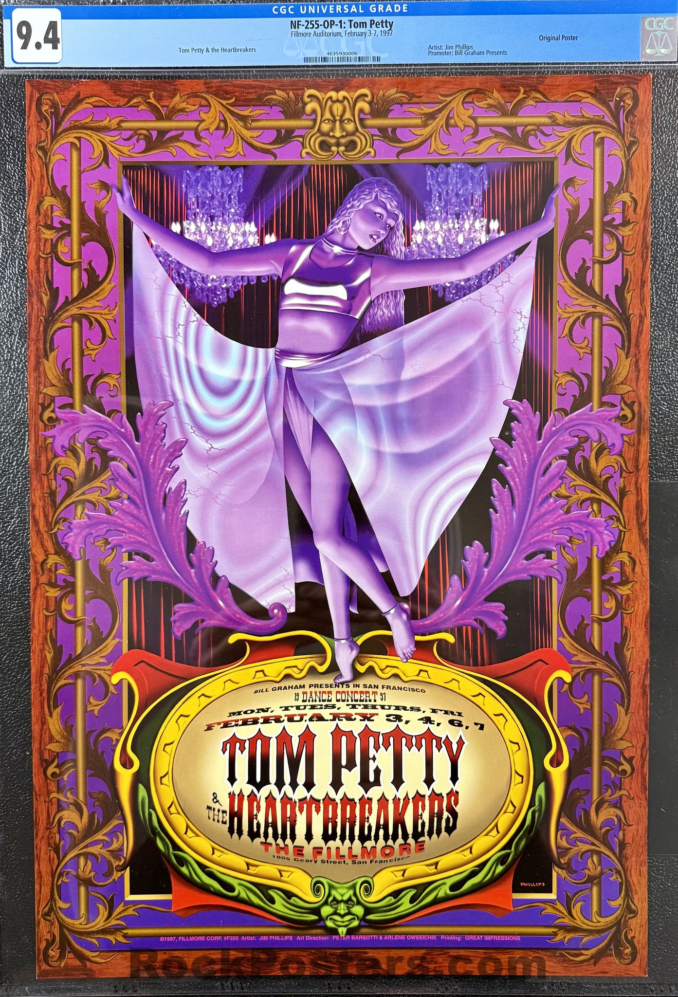NF-255 - Tom Petty - Jim Phillips - 1997 Poster - The Fillmore - CGC Graded 9.4