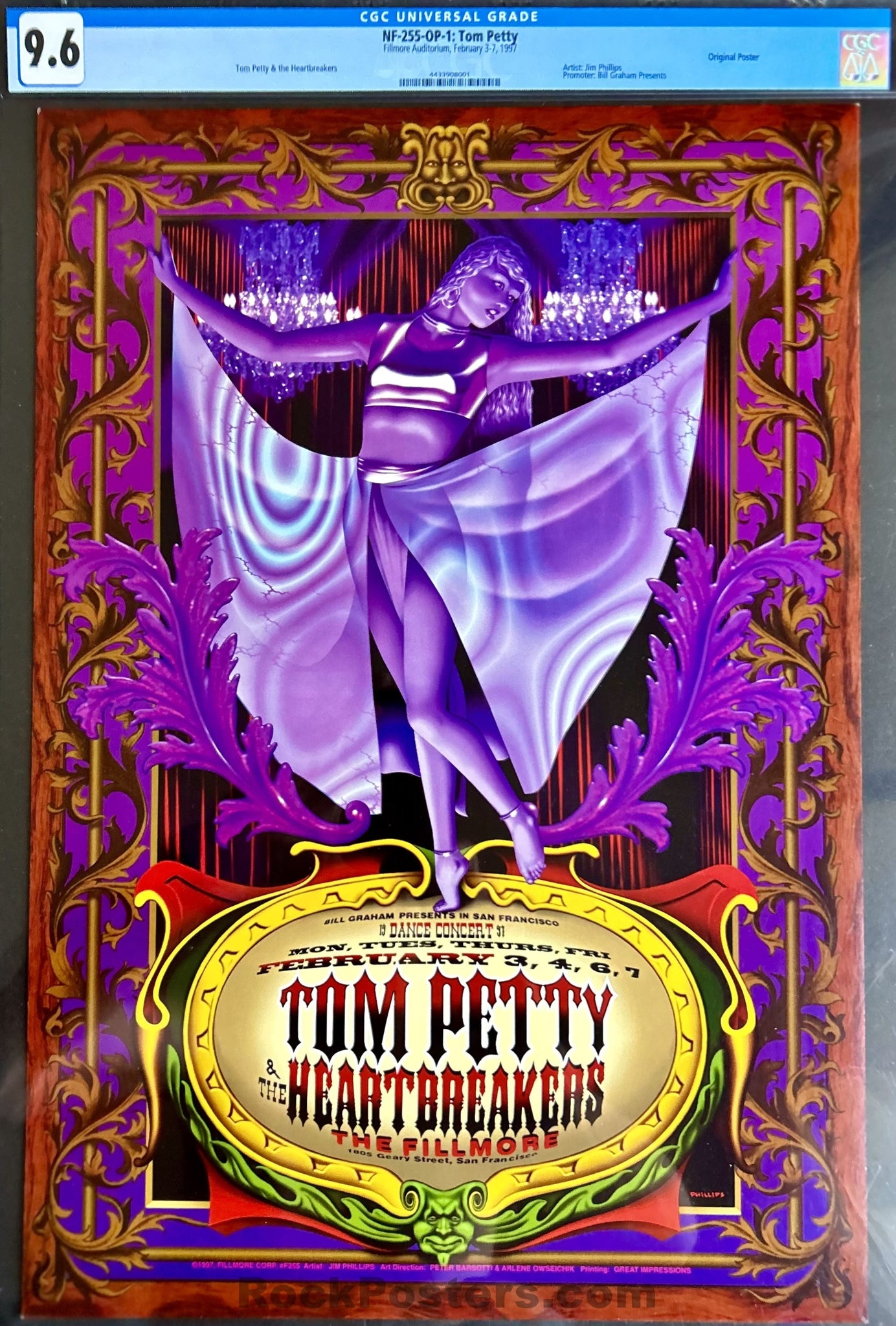 NF-255 - Tom Petty - Jim Phillips - 1997 Poster - The Fillmore - CGC Graded 9.6