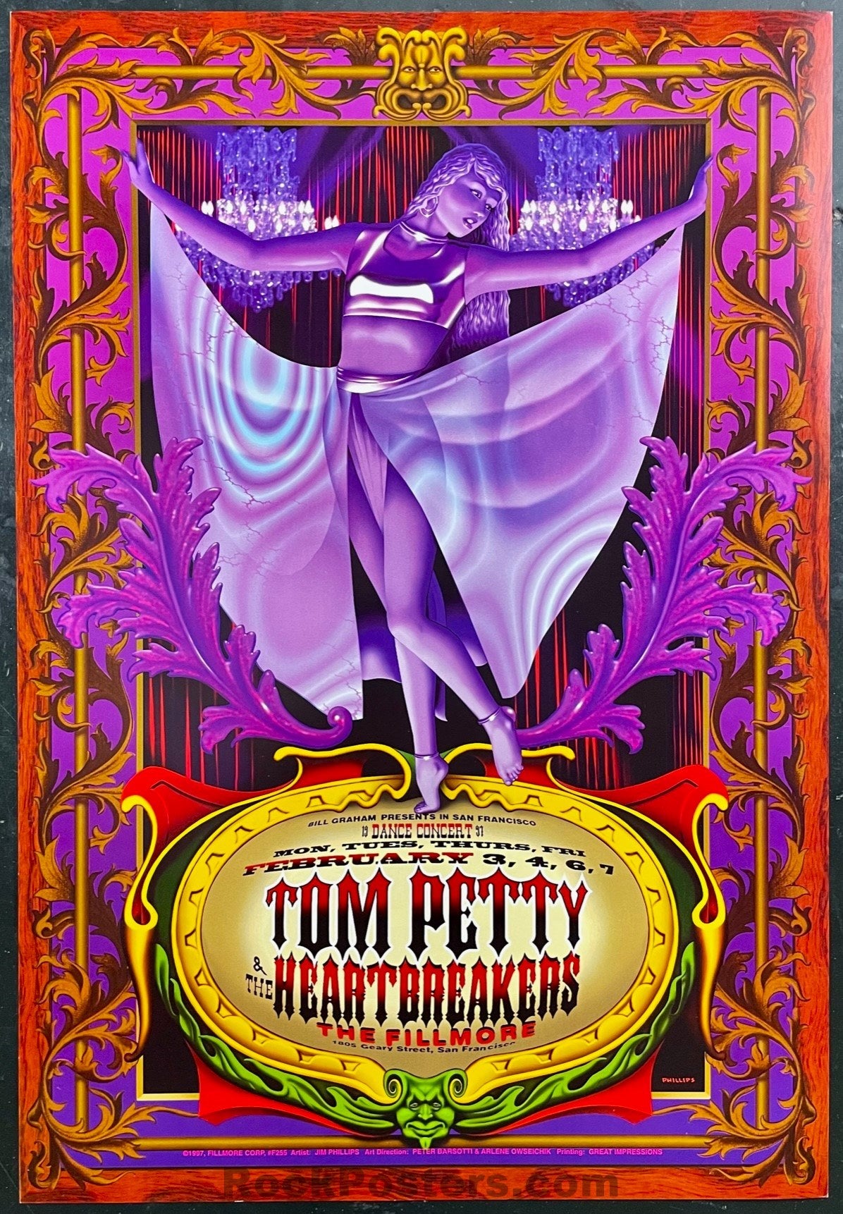 NF-255 - Tom Petty - & The Heartbreakers - Jim Phillips - 1997 Concert Poster - The Fillmore - Mint