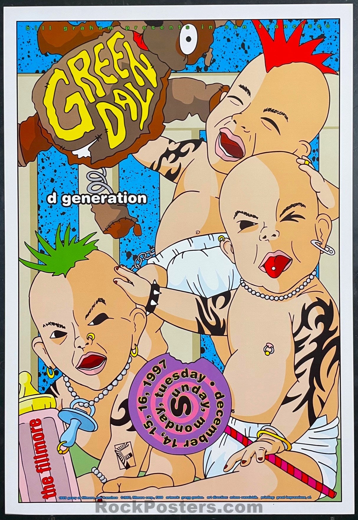 NF-308 - Green Day - Greg Gordon - 1997 Poster - The Fillmore - Near Mint Minus