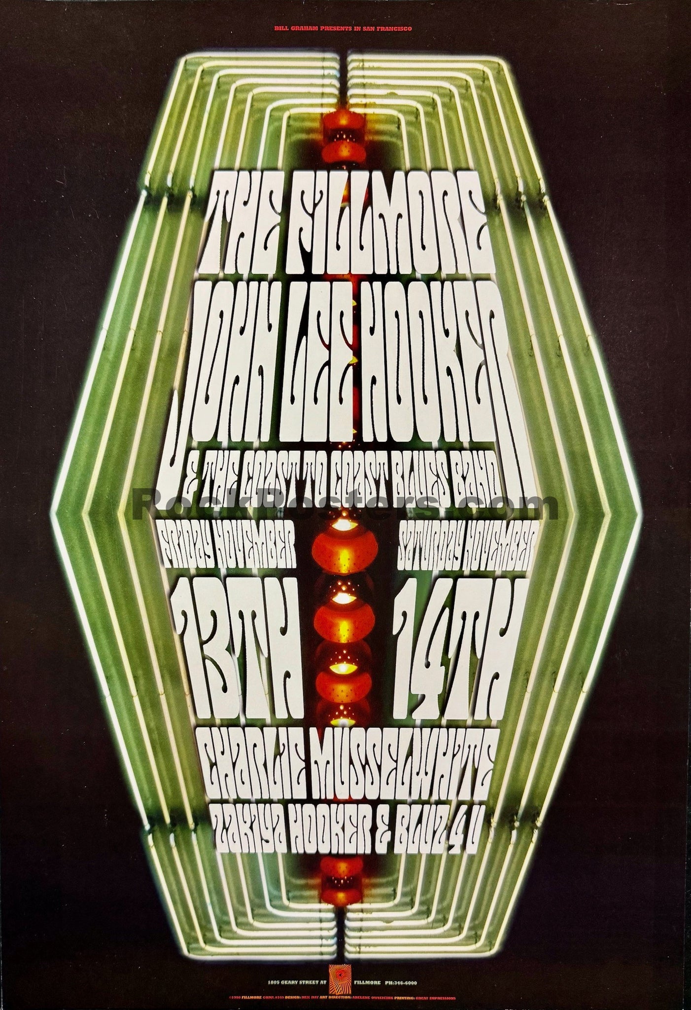 NF-349 - John Lee Hooker - Rex Ray - 1998 Poster - The Fillmore