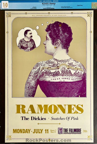 NF-34 - The Ramones - 1988 Poster - The Fillmore - CGC Graded 10 GEM MINT