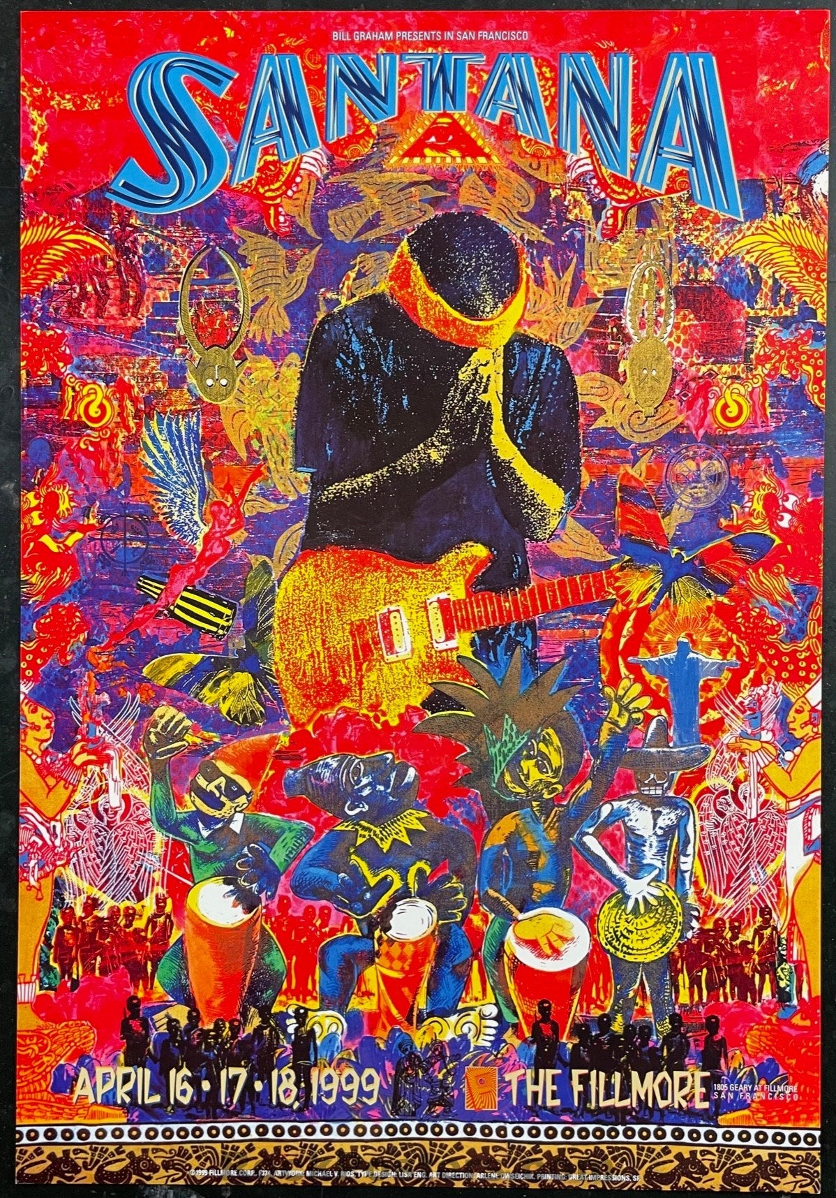 NF-374 - Santana - Michael Rios - 1999 Poster - The Fillmore - Near Mint Minus