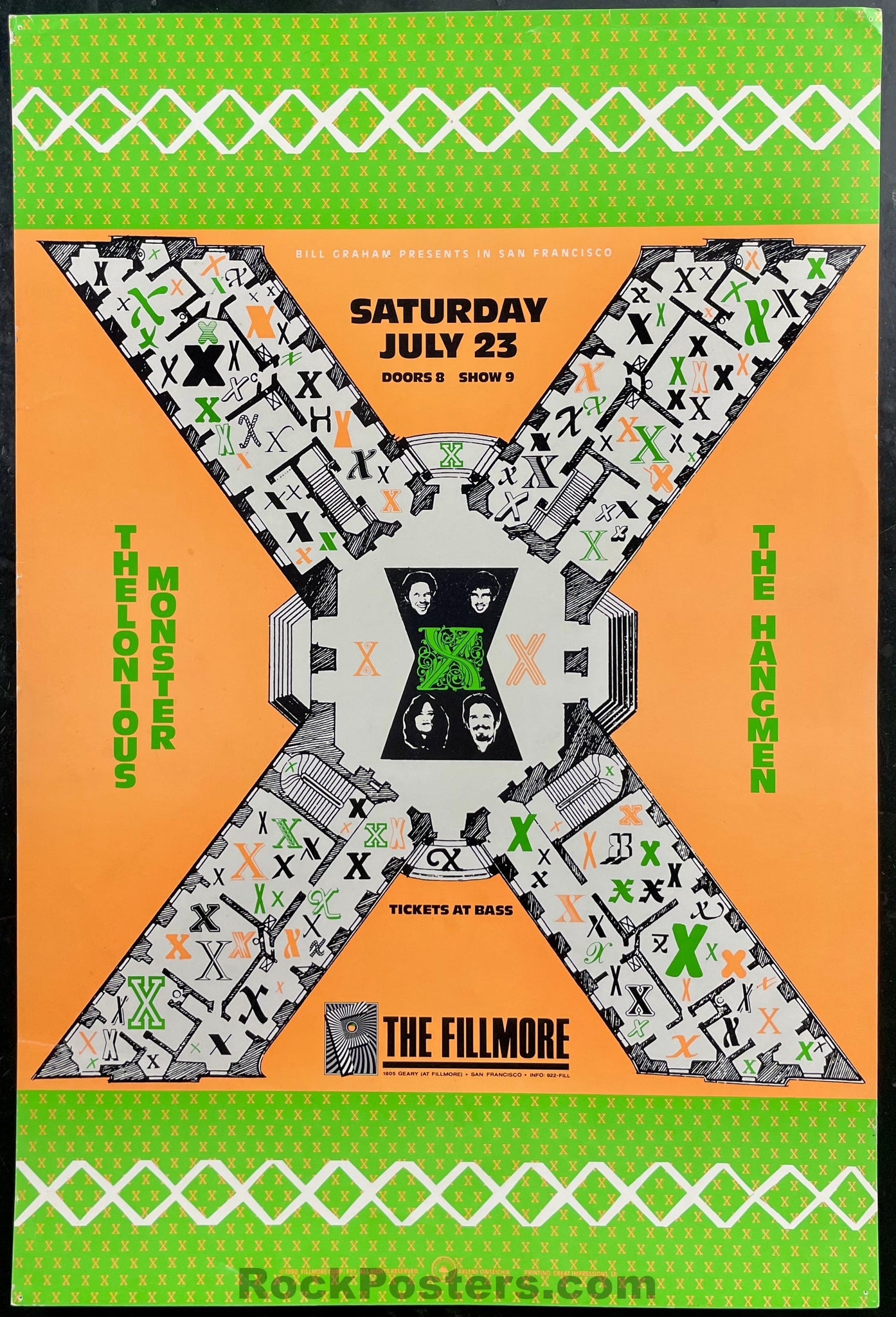 NF-37 - X - Arlene Owseichik - 1988 Concert Poster - The Fillmore - Excellent