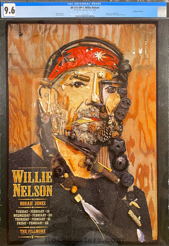AUCTION - NF-511 - Willie Nelson - Norah Jones - Jason Mercier - 2002 Poster - The Fillmore - CGC Graded 9.6