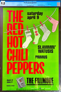NF-5 - Red Hot Chili Peppers - Arlene Owseichik - 1988 Poster - The Fillmore - CGC Graded 9.8