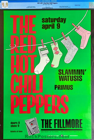 NF-5 - Red Hot Chili Peppers - 1988 Poster - The Fillmore - CGC Graded 9.9 Mint