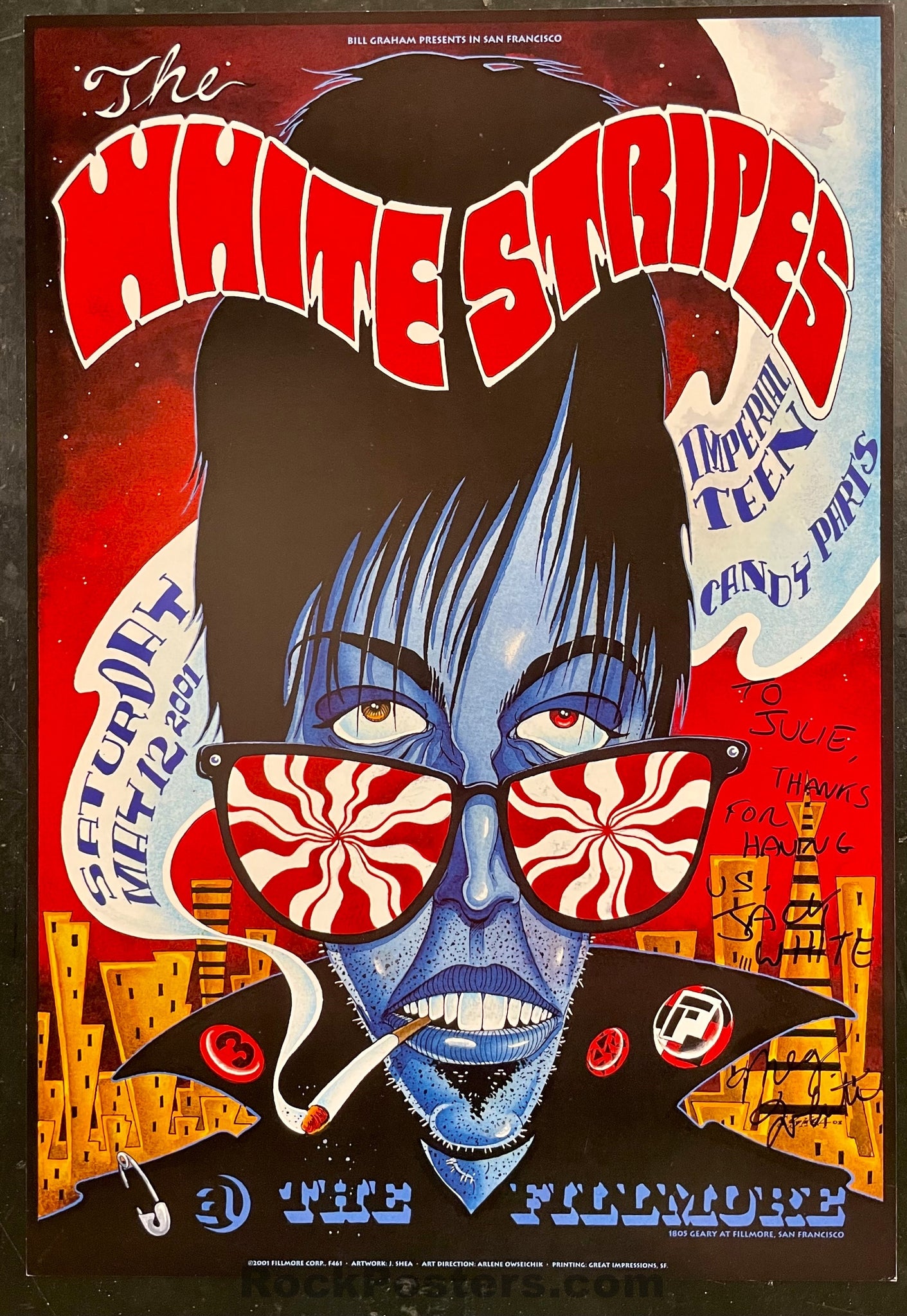 AUCTION - NF-461 - White Stripes - Meg & Jack White SIGNED -  2001 Poster - The Fillmore Near Mint