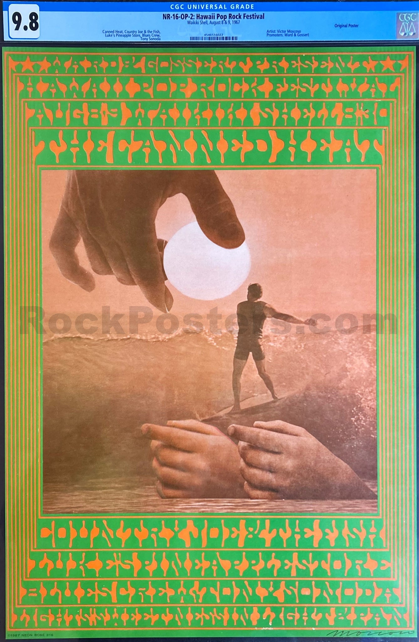 Neon Rose 16 - Hawaii Pop Festival - Victor Moscoso - 1967 Poster