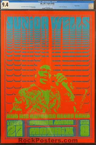 AUCTION - Neon Rose 1-RP-2 - Junior Wells - Victor Moscoso - 1967 Poster - The Matrix  - CGC Graded 9.4