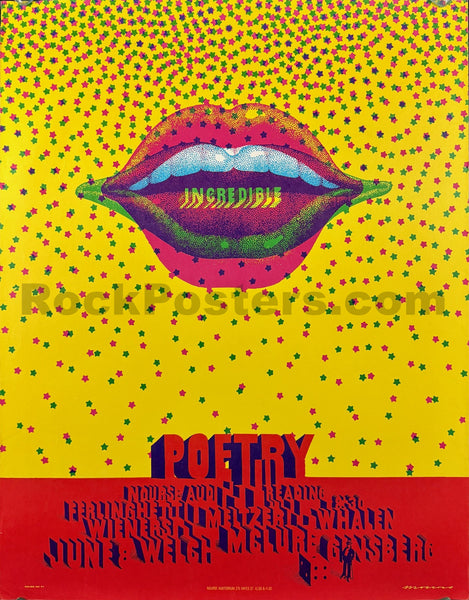 AUCTION - Neon Rose 24 - Moscoso - Poetry Reading - 1968 Poster - San Francisco - Excellent