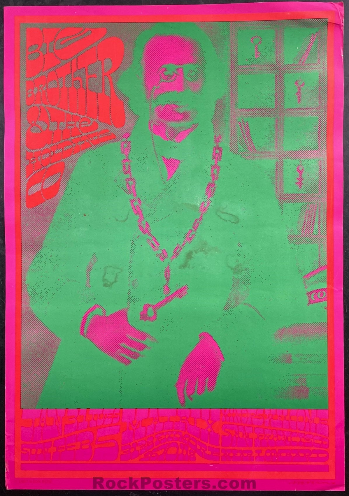 AUCTION - Neon Rose 4 - Big Brother Janis Joplin - Victor Moscoso -  Matrix - 1967 Poster - Very Good