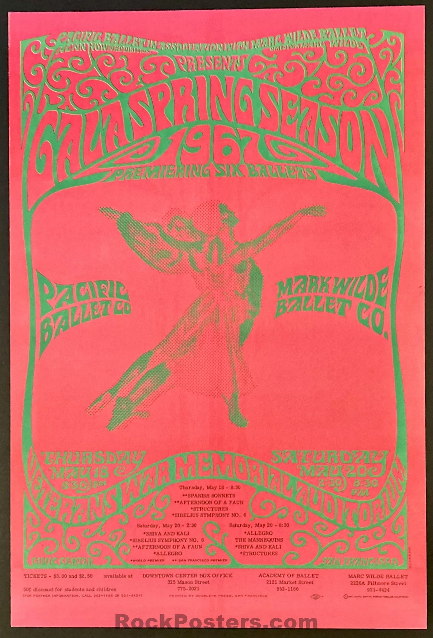 AUCTION - Psychedelic Pacific Ballet - Bob Schnepf - 1967 Poster - San Francisco - Near Mint