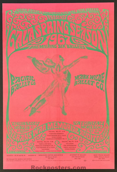 AUCTION -  Psychedelic Pacific Ballet - Bob Schnepf - 1967 Poster - San Francisco - Mint