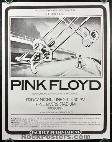 AUCTION - Pink Floyd - 1975 Poster - Pittsburgh - Near Mint Minus