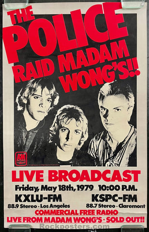 AUCTION - The Police - 1979 Concert Poster -  Madam Wong's LA - Excellent